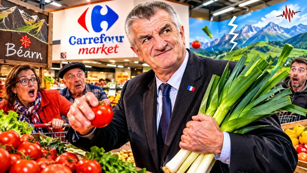 Séisme dans le Béarn : Jean Lassalle aperçu au rayon fruits et légumes du Carrefour Market de Sauveterre