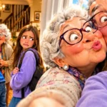 Selfie familiale envahissante à la maison