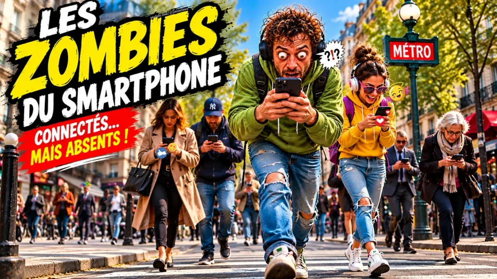 Image de personnes zombies avec leur smarphone